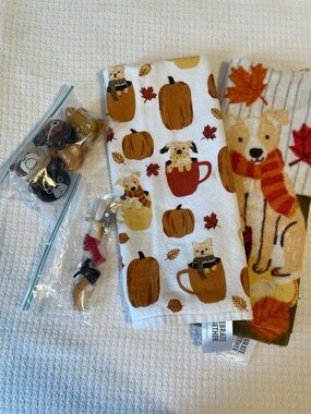 Dog theme kitchen bundle - towels, magnets, clips